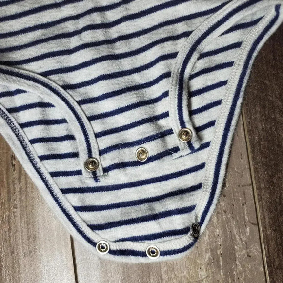 Carter's Blue and White Striped Animal Ear Hooded Onesie Size 9M NWOT - Picture 6 of 10